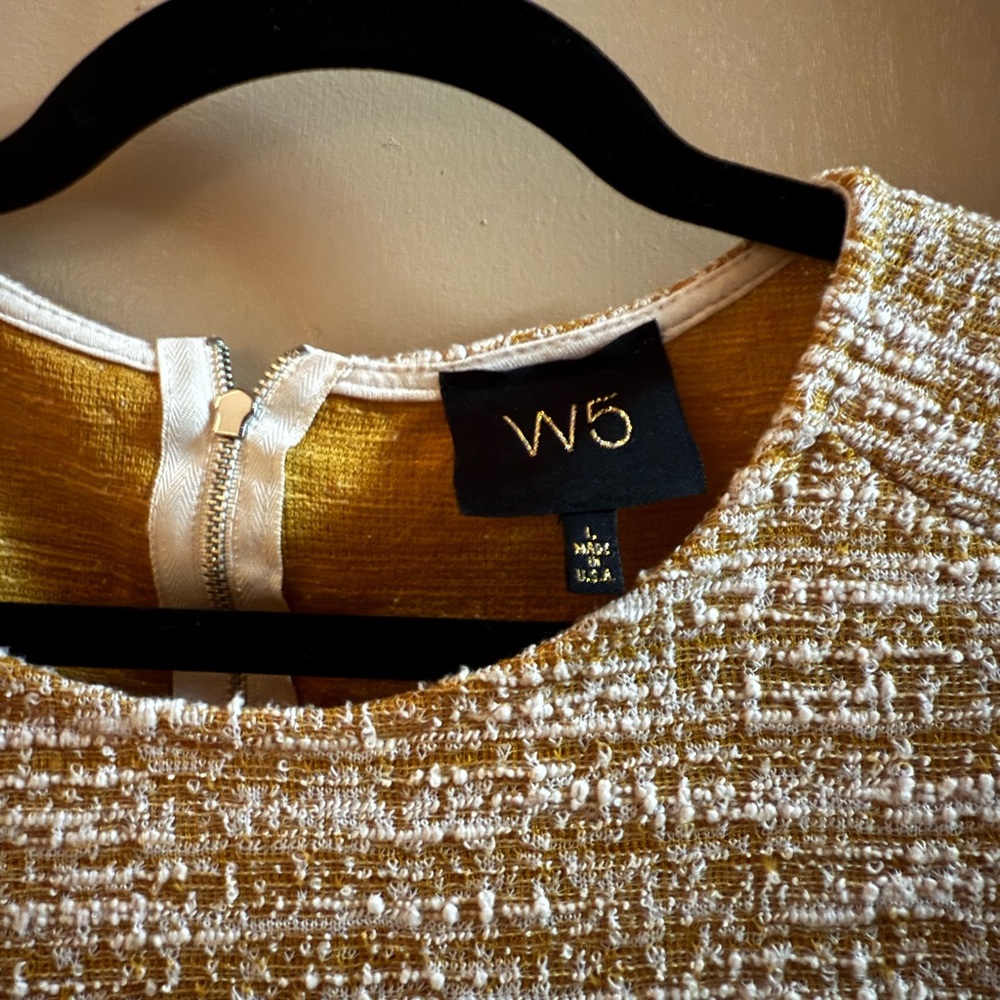 W5 Cream Short-Sleeve Tweed Top - Picture 3 of 4
